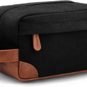 Vorspack Toiletry Bag Hanging Dopp Kit for Men Water Resistant Canvas Shaving Bag with Large Capacity for Travel- Black