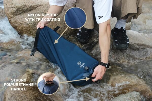 Washbag Portable Washing Machine - 15L Fully Waterproof Dry Bag - Lightweight Compact Nylon Washing Machine - Portable Manual Clothes Washer Laundry Bag (Navy) - Image 3