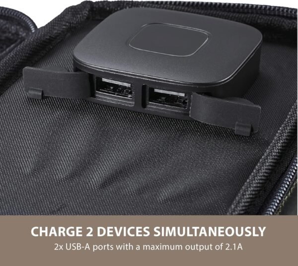 ELECOM NESTOUT Portable Solar Panel, Dual USB-A Ports, 28W Power Generation Charger for Phone Camping, Durable Water-Resistant Ripstop Nylon, Foldable Lightweight, Adjustable Stands (4-Panel) - Image 4
