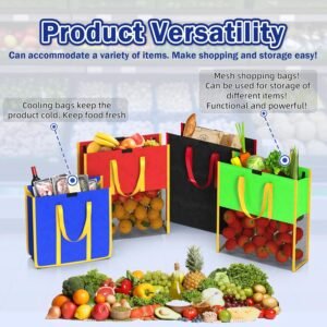 Set of 4Tote Bag Reusable. W/Lrg Club Cart Bag Grocery Bags Reusable Trolley for Grocery Cart. Grocery Tote Bag Trolley Bags for Shopping (Blue. Green. Red. black)