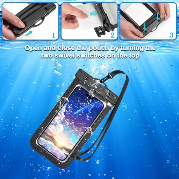 [Up to 8.3"] 5 Pack Multicolor Universal Waterproof Phone Pouch, Phone Waterproof Case Dry Bag (Protection Level: IP68) Outdoor Sports for Apple iPhone,Samsung,and More(Black,Blue,Pink,Orange,Green) - Image 7