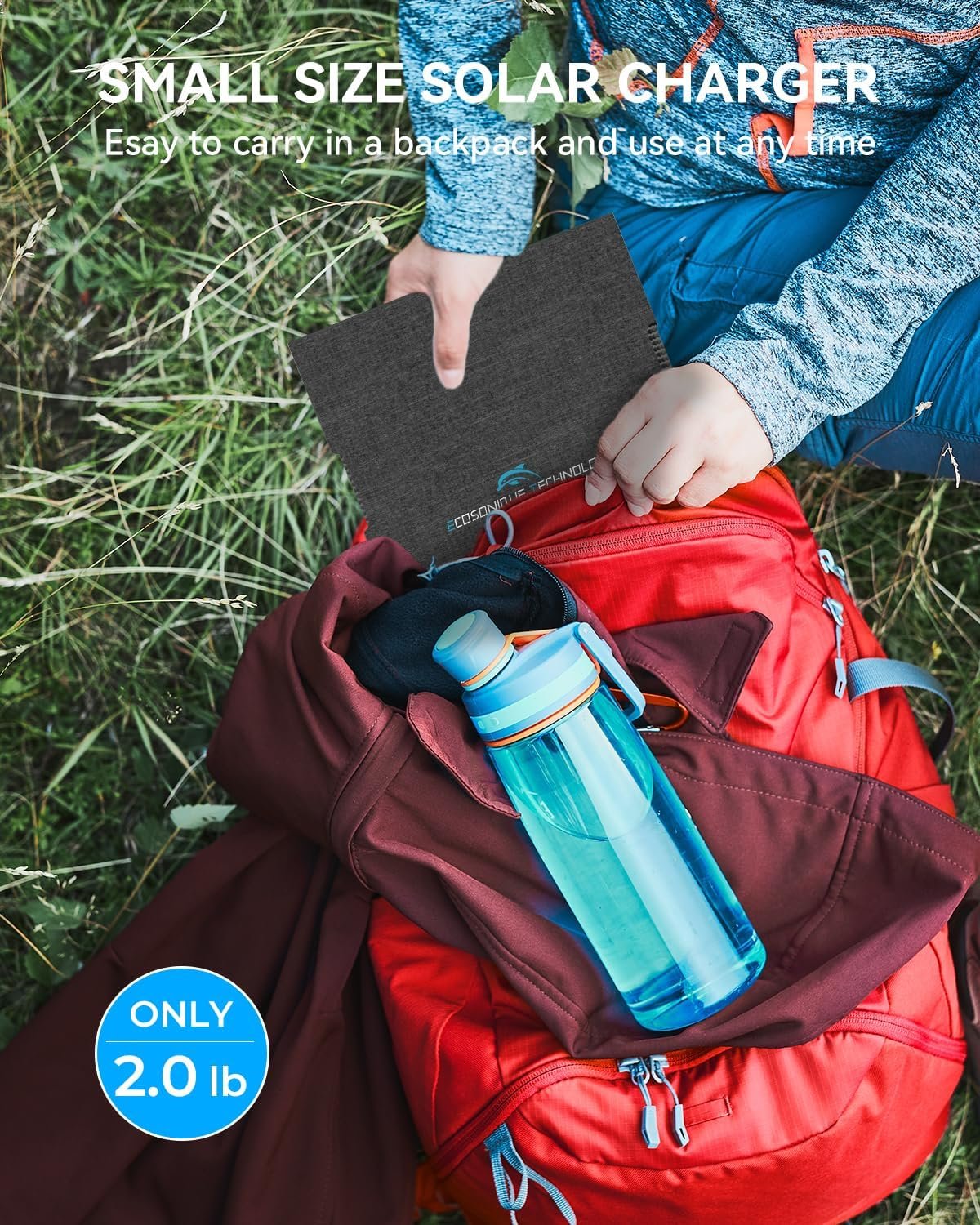 Ecosonique 30W Portable Solar Charger Foldable Solar Panels with USB C USB A Fast Charging Waterproof for Camping Backpacking Compatible with Cell Phone, iPhone, iPad, Samsung Galaxy, LG, Power Banks - Image 7