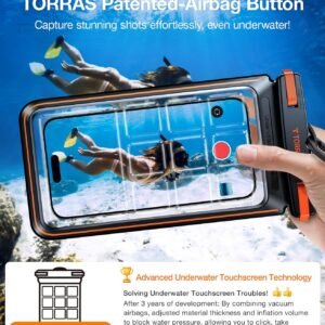 TORRAS IPX8 Waterproof Phone Pouch Floating, Underwater Screen Touchable, Water Proof Case with Lanyard for iPhone 16 Pro Max 15 S25, Cellphone Dry Bag Cruise Essentials 7.0 inch, Black