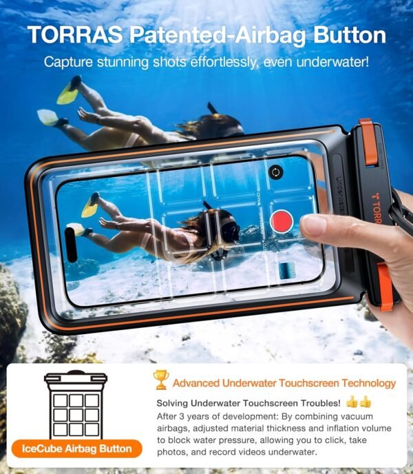TORRAS IPX8 Waterproof Phone Pouch Floating, Underwater Screen Touchable, Water Proof Case with Lanyard for iPhone 16 Pro Max 15 S25, Cellphone Dry Bag Cruise Essentials 7.0 inch, Black - Image 2
