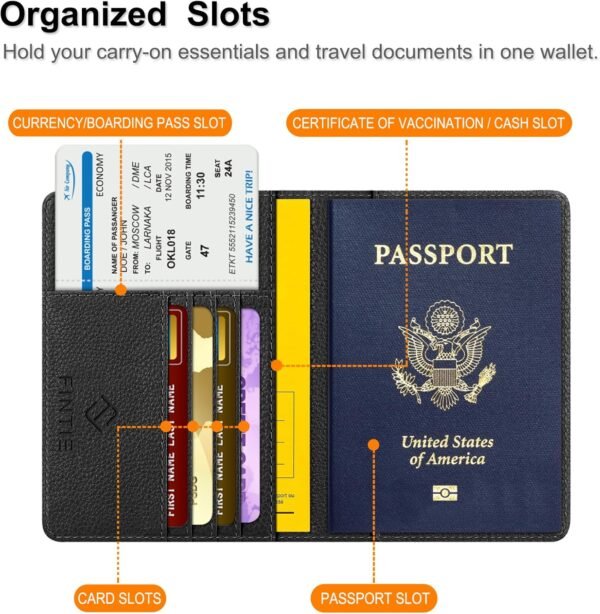 Fintie Passport Holder, Slim Travel Wallet RFID Blocking Card Case Cover Passport Cover Protector Essentials with Credit Card Slots for Women/Men - Image 3