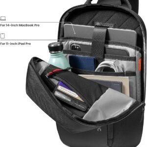 tomtoc Sling Bag Crossbody Backpack EDC Daypack for Men Women Minimalist Chest Shoulder bag for 2024 New 14″ MacBook Pro, 13″ MacBook Air, 11″ iPad Air, Daily Use, Work, Travel – S Size