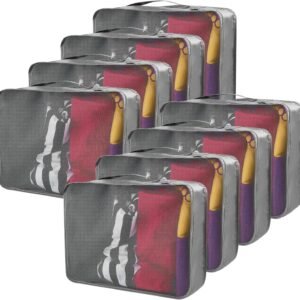 Silkfly 8 Pcs XL Packing Cube for Travel Luggage Organizer Suitcase High Capacity Large Packing Bag Bulk Reusable Mesh Travel Cube for Hiking Camping Accessory, 17.7 x 13 x 4.7 Inch(Gray)