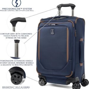Travelpro Crew Classic Lightweight Softside Expandable Carry on Luggage, 8 Wheel Spinner Suitcase, Men and Women, Carry On 21-Inch, Patriot Blue