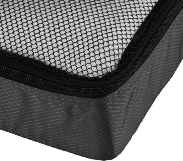 Amazon Basics Lightweight Packing Cubes Travel Organizer Set with Double Zipper, Mesh Top, Durable Polyester, Medium, 4 Piece, Black - Image 6