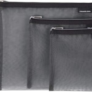 Travelon Set of 4 Mesh Pouches, Gray, 9.5 x 12.75 x 0.5