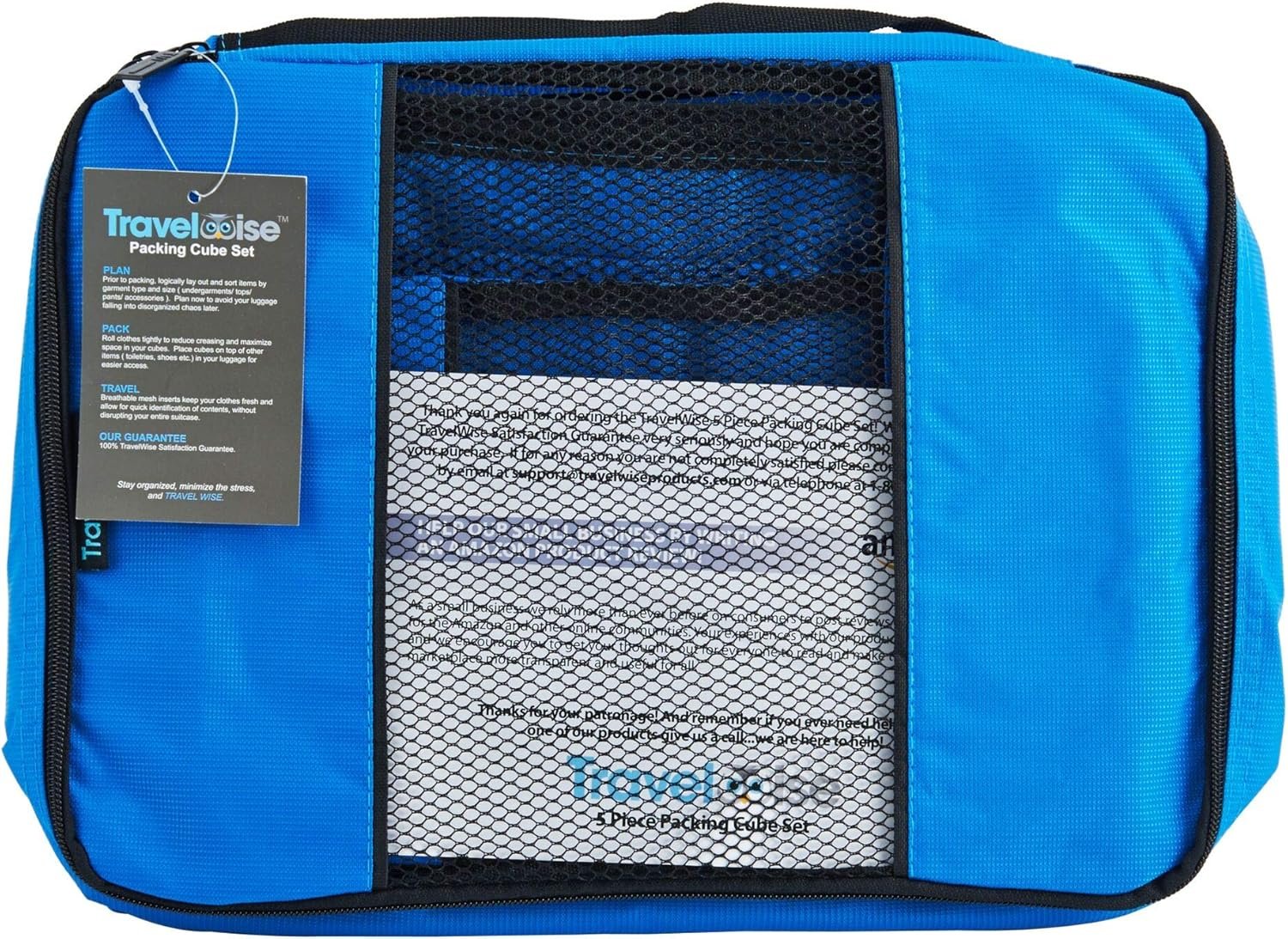 TravelWise Luggage Packing Organization Cubes 5 Pack, Blue, 2 Small, 2 Medium, 1 Large - Image 5
