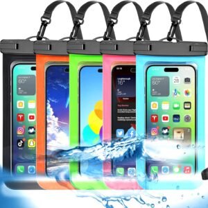 [Up to 8.3″] 5 Pack Multicolor Universal Waterproof Phone Pouch, Phone Waterproof Case Dry Bag (Protection Level: IP68) Outdoor Sports for Apple iPhone,Samsung,and More(Black,Blue,Pink,Orange,Green)