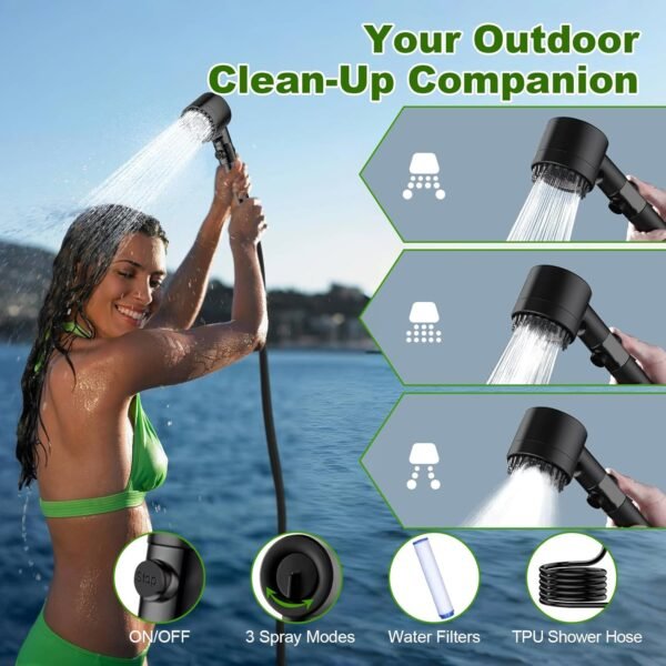 Portable Shower for Camping, 5 Gal/20 L Solar Heating Camping Shower Bag with Shower Pump, Portable Shower Head, Essential for Camping,Festivals, Overlanding, Beach Trips,Outdoor Showers - Image 4