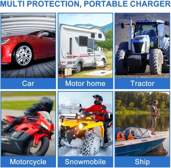 Solar Panel Kit - 12V Solar Trickle Charger, IP65 Portable Solar Powered Charger Kit with 4 Suction Cups, High-Efficiency Car Battery Charger Maintainer for Car RV Boat Motorcycle - Image 6