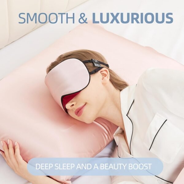 Sleep Mask, 1 Pack 100% Real Natural Pure Silk Eye Masks with Elastic Adjusting Strap, Mulberry Silk Eye Sleep Shade Cover for 3 Sizes (RED, Medium 8.6''x4.3'') - Image 6