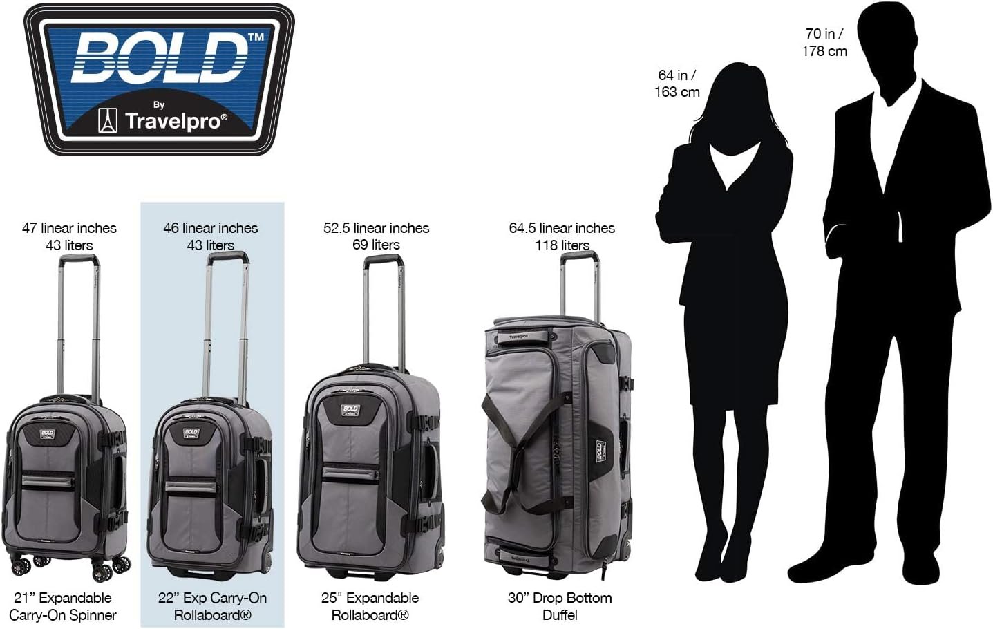 Travelpro Bold Softside Expandable Carry on Rollaboard Luggage, Carry on 22-Inch, Grey/Black - Image 6