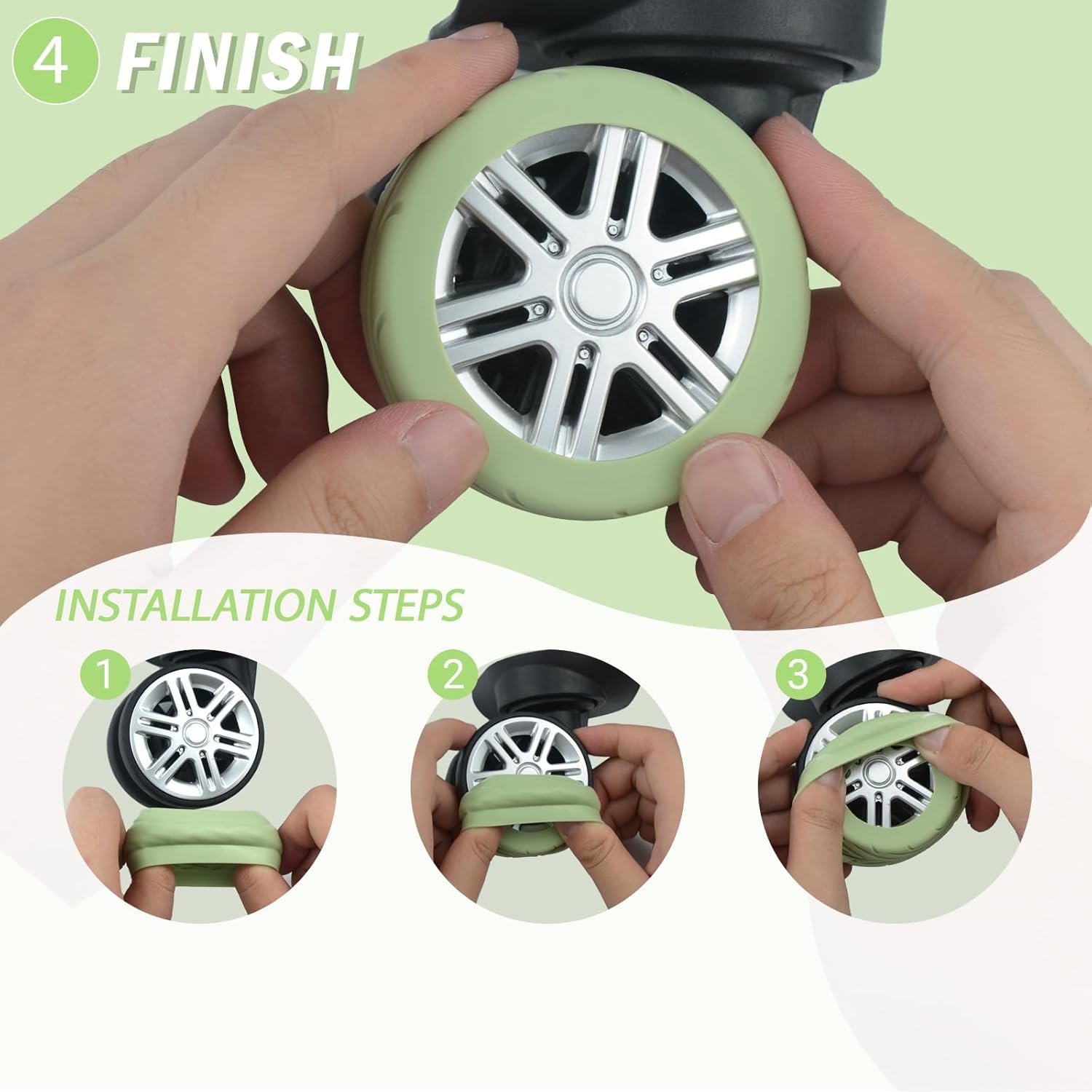 8 Pcs Luggage Wheel Cover, Carry On Luggage Suitcases Wheel Protector,Wear-Resistant, Anti-Noise, Silicone Protective Covers For Luggage and Office chair (Orange) - Image 5