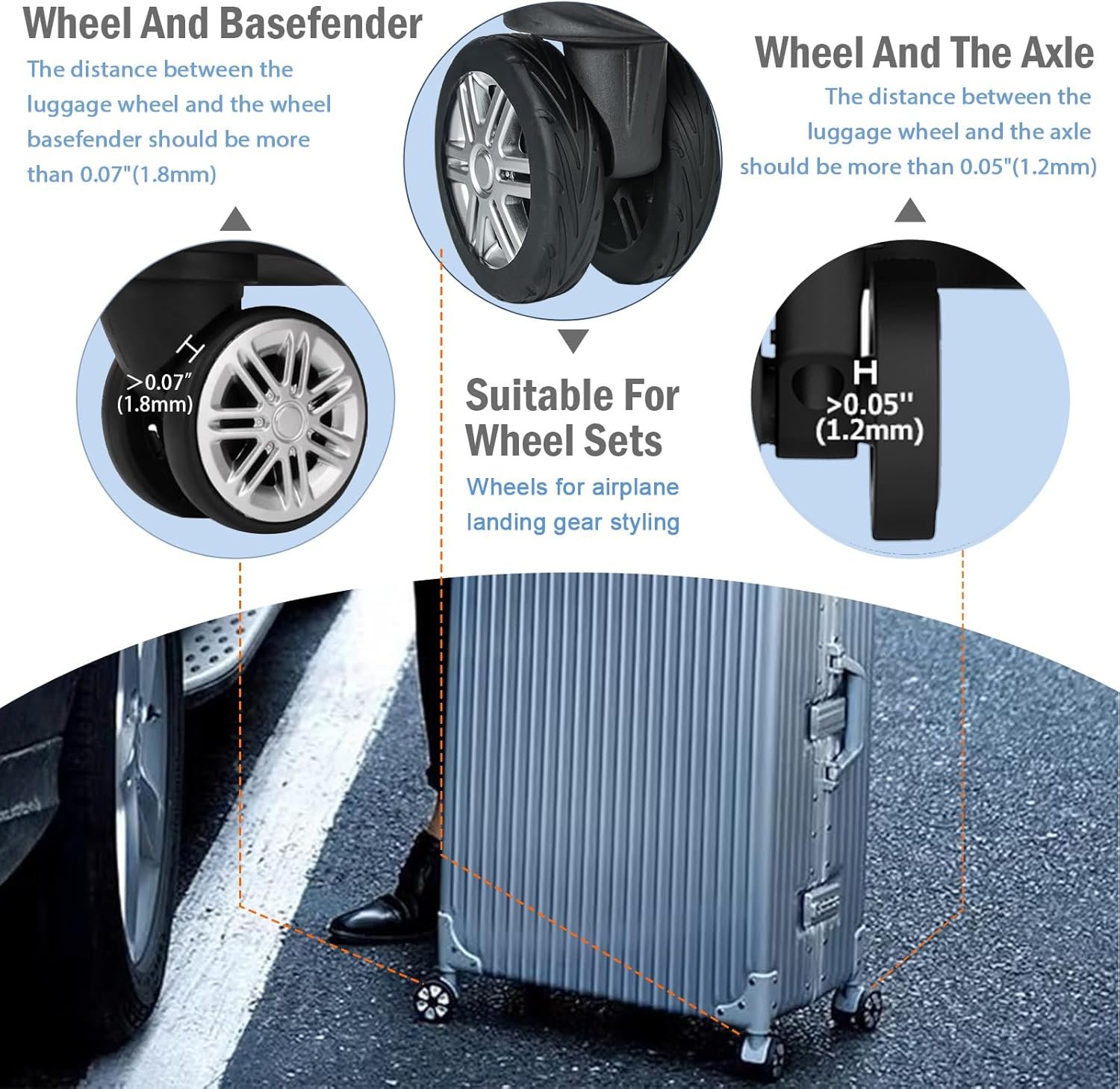 8 Pcs Luggage Wheel Cover, Carry On Luggage Suitcases Wheel Protector,Wear-Resistant, Anti-Noise, Silicone Protective Covers For Luggage and Office chair (Orange) - Image 6