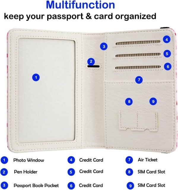 passport Holder,Rfid Blocking Travel Wallet Credit Card Case Cute Passport cover for Women/Men,Boys Girls Travel Essentials (Dinosaur) - Image 2