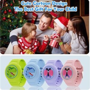 for Airtag Bracelets for Kids Waterproof – (4 Pack) Soft Silicone Air Tag Hidden Wristband, Lightweight GPS Tracker Compatible with Apple AirTag Watch Band for Child Cartoon
