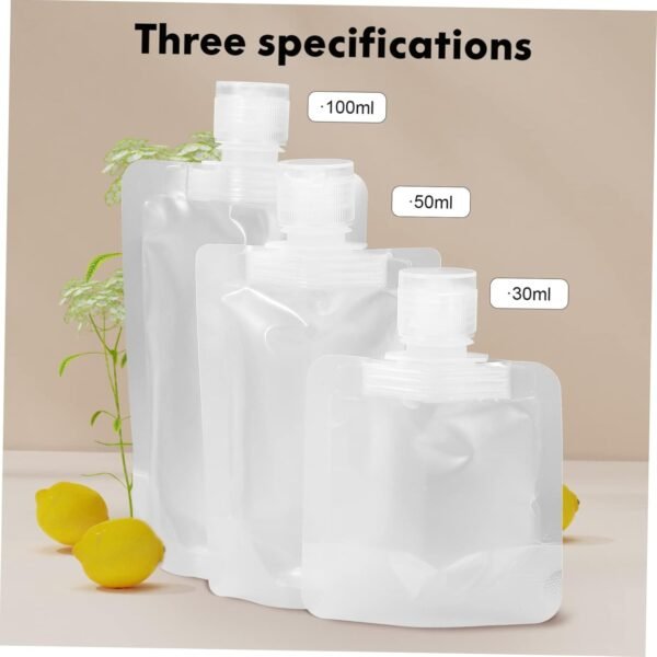Healifty 18 Pcs Refillable Travel Container Bags with Funnels Lightweight Squeezable Cosmetic Bottles for Shampoo Conditioner Lotion Body Wash Portable Toiletry for Travel and Backpack - Image 5