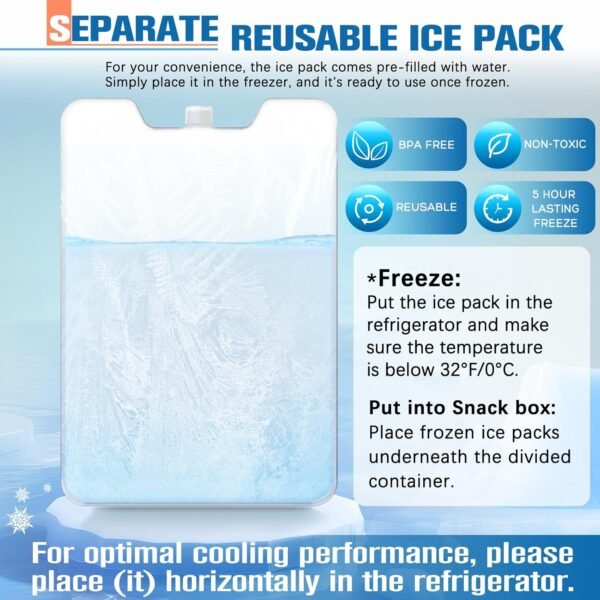 Upgraded Chilled Portable Snack Box with Reusable Ice Pack | Bonus Insulated Bag | 2 Removable Dip Containers | Divided Tray | Shatterproof & Dishwasher Safe | Ideal for Beach, Road Trips, Picnics - Image 2