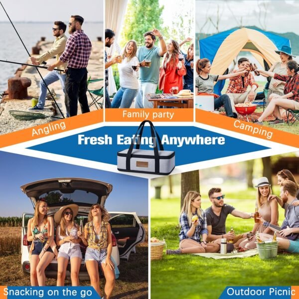 Upgraded Chilled Portable Snack Box with Reusable Ice Pack | Bonus Insulated Bag | 2 Removable Dip Containers | Divided Tray | Shatterproof & Dishwasher Safe | Ideal for Beach, Road Trips, Picnics - Image 6