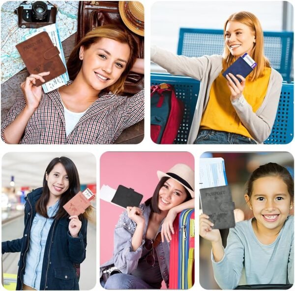Passport Holder for Travel, RFID Passport Holder, Gray Passport Cover Case, Passport Wallet PU Leather Passport Book Travel Wallet with Card Holder Travel Must Haves Accessories for Women and Men - Image 6