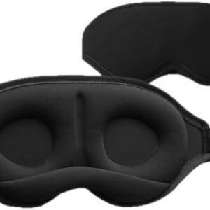 3D Contoured Sleep Mask, Memory Foam, Adjustable Strap, Ergonomic Design for Total Darkness (Black)