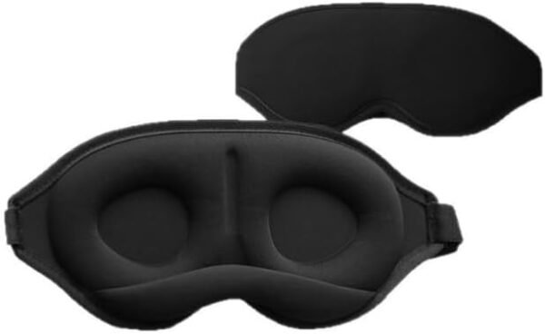 3D Contoured Sleep Mask, Memory Foam, Adjustable Strap, Ergonomic Design for Total Darkness (Black)