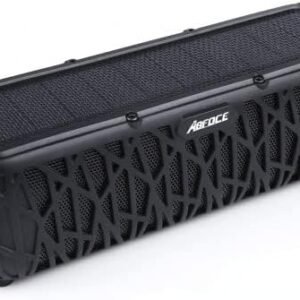 Solar Bluetooth Speaker 60 Hours Play Time 5000mAh Power Bank Outdoor Portable Wireless Dual Speaker with Mic Stereo Sound Bass, for Home, Hiking, Travel, Riding, Beach, Camping-Black