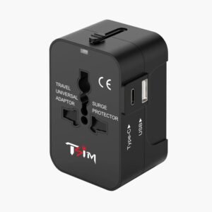 Travel Adapter with USB C, Universal All in One Worldwide Travel Adapter Power Converters Wall Charger AC Power Plug Adapter USB Type C Charging Ports for USA EU UK AUS Black