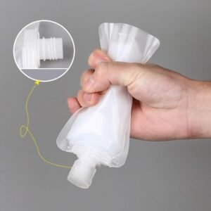 10Pcs Transparent Portable Fluid Packing Bags, Lotion Shampoo Shower Gel Squeezable Bags (30ml), Premium Clear Travel Pouches for Toiletry, Refillable Empty Squeeze Pouch, Leak Proof Travel Bag