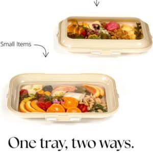 Crudités | Portable Snack Tray | Rectangle 2-Pack | Sage Green | Reversible Stretch Lid Food Containers | BPA-Free, Freezer & Dishwasher Safe | Meal-Prep, Charcuterie, Salads, Picnic, Travel