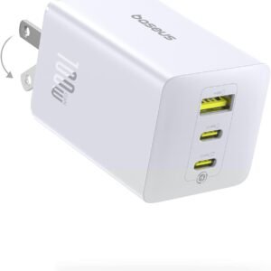 Baseus 100W USB C Charger Block, 3-Port Foldable Compact PPS Wall Charger, Fast Charging Power Adapter for MacBook Pro/Air, iPad, iPhone 16/15, Galaxy S24, Steam Deck & More (White)