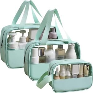 Hanging Toiletry Bag Portable Travel Bag, Toiletry Organizer Wash Bag Shaving Kit Water-resistant Makeup Cosmetic Bag Travel Organizer for Accessories, Women Men (3Pcs Green)