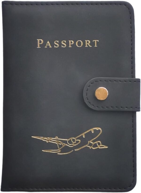 Passport Holder with Multiple Card Slots,RFID-Blocking Passport Cover,Stylish Unisex Design for Men & Women,Ideal Gift for Frequent Flyers (Passport+Boarding Pass+Vaccine Card)(BLACK)