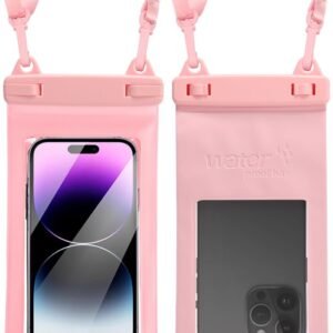 Waterproof Phone Pouch with Lanyard – Waterproof Case for iPhone & Android – Underwater Phone Holder for Swimming, Beach, and Pool – Clear Waterproof Bag for Cell Phones(Pink)