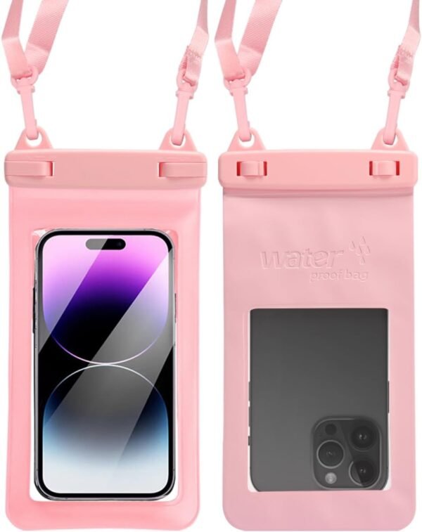 Waterproof Phone Pouch with Lanyard - Waterproof Case for iPhone & Android - Underwater Phone Holder for Swimming, Beach, and Pool - Clear Waterproof Bag for Cell Phones(Pink)