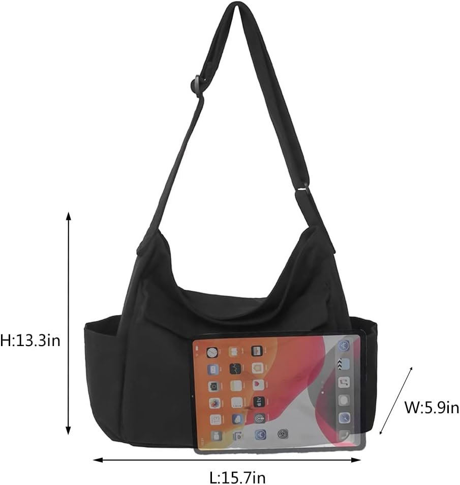 Canvas Crossbody Bag Messenger Cute Bag with Pins and Pendant for Women Girls Casual Shoulder Aesthetic School bag - Image 5