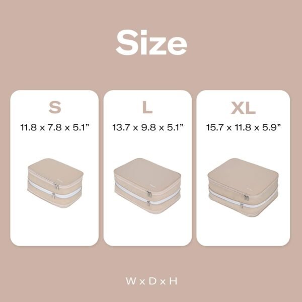 Branden Compression Packing Cube, X-Large, Sandbeige | Travel Essentials l Luggage Organizer l Self Compression Organizer for Travel l Overnight Trip, Road Trip, Beach, Cruise - Image 6