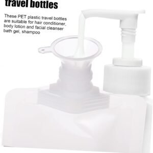 Healifty 18 Pcs Refillable Travel Container Bags with Funnels Lightweight Squeezable Cosmetic Bottles for Shampoo Conditioner Lotion Body Wash Portable Toiletry for Travel and Backpack