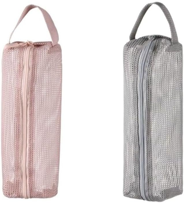 2PCS Mesh Toiletry Bag with Handle, Washing Handbag, Portable Toiletry Storage Bag Travel Cosmetic Bag Shower Tote for Women Men