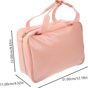 Wakauto PU Leather Toiletry Bag for Women Multi Compartment Travel Organizer with Hanging Hook Portable Cosmetic Case for Makeup and Bathroom Essentials