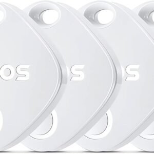 ATUVOS Air Tracker Tags-4 Pack, Bluetooth Luggage Tracker Works with Apple Find My APP (iOS Only, Not for Android), Keys Finder and Item Locator for Luggage, Backpack, Suitcases, Replaceable Battery