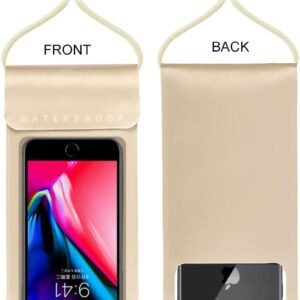 Waterproof Phone Pouch,IPX8 Waterproof Phone Case Bag Holder Dry Pouch for iPhone 13 Pro Max/13 Pro/13/12/12 Pro Max/11/11 Pro Max/Xs Max/XR to 6.9″ for Kayaking Swimming Beach(Gold)