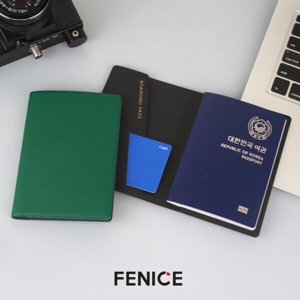 Fenice Classic Passport Cover Holder Wallet Case for Travel Essential RFID Blocking Vegan Leather Waterproof (RED) - Image 6