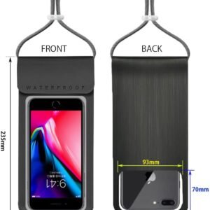 Waterproof Phone Pouch,IPX8 Waterproof Phone Case Bag Holder for iPhone 14 Pro Max/14 Plus/13/13 Pro Max/12/12 Pro Max/11/11 Pro Max/Xs Max/XR Samsung up to 6.9″ for Kayaking Swimming(Black)