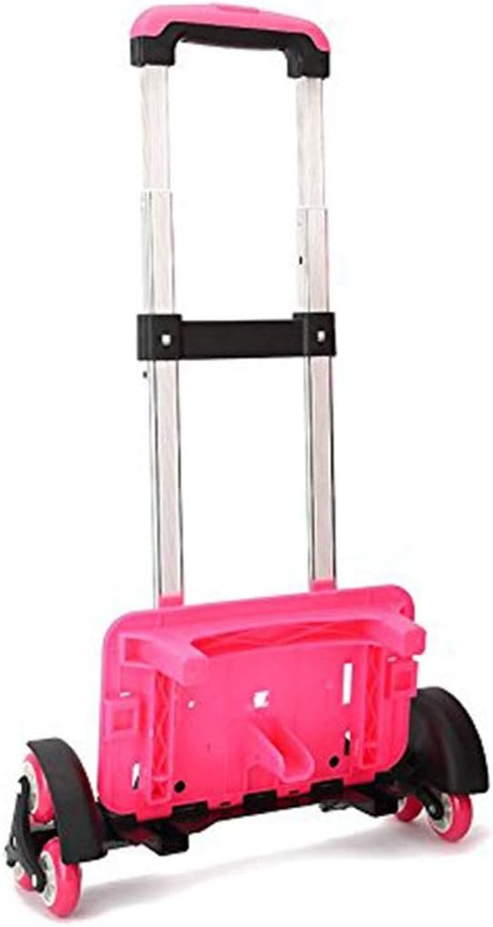 Backpack Hand Truck Wheeled Cart Trolley Hand Aluminium Alloy Folding Trolley Cart for Schoolbag/Backpack (Pink with Six Wheels) - Image 2