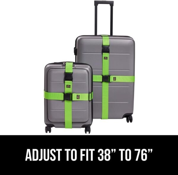 GORILLA GRIP Heavy Duty 4 Pack Adjustable Luggage Straps for Suitcases, Easy to Identify Travel Belt Connector Holds Suitcase Together, Extends Life of Bag, Strap Connects Two Bags, Accessories Green - Image 8